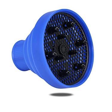 Imagem de 5 cores difusor soprador de cabelo, capa de secador de cabelo dobrável universal, ferramenta de cabeleireiro de estilo, acessório de salão de beleza para secadores de cabelo (azul)