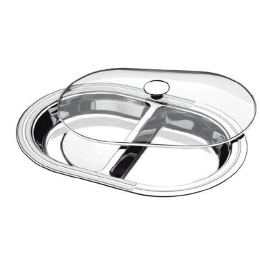 Imagem de Travessa Tramontina Ciclo comDivisórias e Tampa de Vidro 45 cm Tramontina