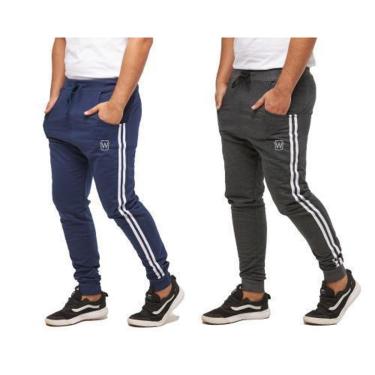 Imagem de KIT 02 CALÇAS DE MOLETOM WOOKS MASCULINA SARUEL SKINNY SPORT LUXO-CINZACLARO-GG-Masculino