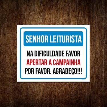 Imagem de Kit 5 Placas Senhor Leiturista Aperte Campainha