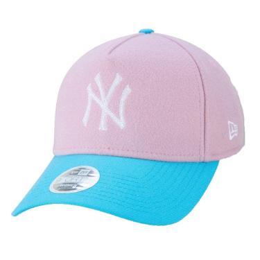 Imagem de Boné New Era 9Forty MLB A-Frame New York Yankees Energy Spirit Snapback Cute Aba Curva Feminino – Rosa e Azul