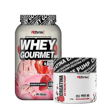 Imagem de Whey Protein Gourmet Pote 907g + Creatina Extreme Pump Elite Series 150g - FN Forbis Nutrition (Milkshake de Morango)