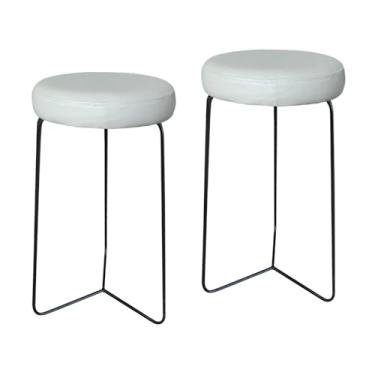 Imagem de Kit 2 Banqueta Banco Aço Média Cozinha Bar Balcão 60cm Off White