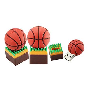Imagem de Disco USB de 32 GB em forma de bola em U Disk USB 2.0 Dados USB Flash Disk Memory Stick Pen Drive Dispositivo de Armazenamento USB Disco Flash de Armazenamento Externo (Basquete)