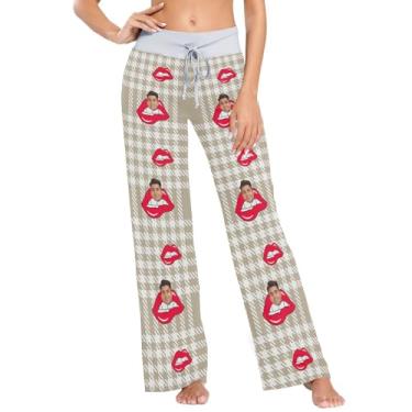 Imagem de Calças de pijama de verão personalizadas para mulheres calças de pijama personalizadas para mulheres para adultos PP beijos marido marrom, Marrom Taupe Padrão Tartan Médio, GG