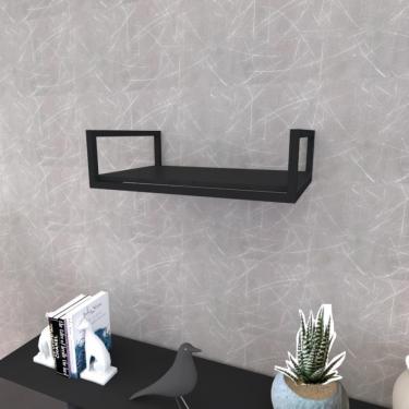 Imagem de Prateleira Industrial Suspensa Estante Parede Nicho Preta Cozinha Escritorio Sala Quarto Infantil