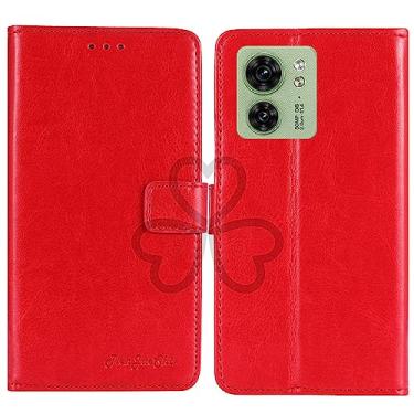 Imagem de TienJueShi Capa protetora de couro flip retrô com suporte vermelho para celular TPU silicone para Motorola Edge 40 5G 6,5 polegadas capa de gel carteira Etui