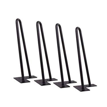 Imagem de Conjunto de 4 pernas de sofá de madeira, pés de móveis de mesa de café afunilados, pernas de substituição de armário, com placa de montagem e parafusos e tapetes antiderrapantes para sofá mesa cadeira