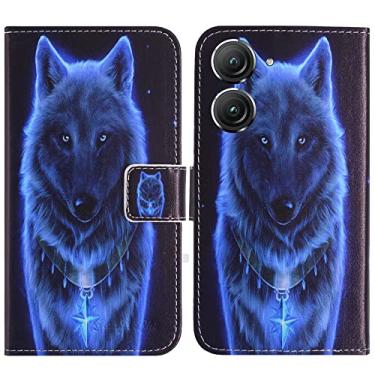 Imagem de TienJueShi Wolf Fashion Stand TPU Silicone Book Stand Flip PU Leather Protector Phone Case para Asus Zenfone 9 5,9 polegadas Capa Etui Wallet