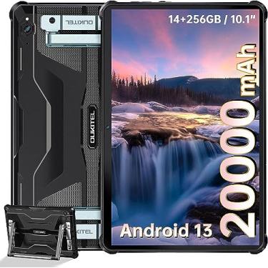 Imagem de OUKITEL RT6 Rugged Tablet Android 13, 14GB+256GB(TF 1TB), 10.1" FHD+, bateria grande de 20.000mAh, câmera de 16MP+16MP, IP68/4G LTE/5G WiFi/OTG/GPS/Face ID (preto)