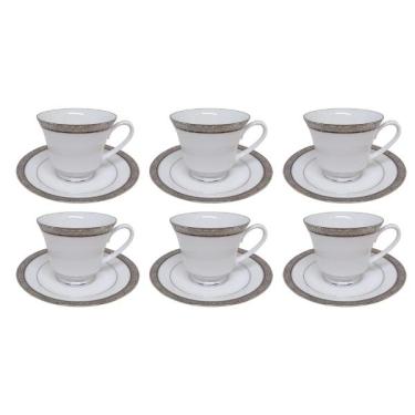 Imagem de Jogo de xícaras chá em porcelana Noritake Regent Platinum 6 peças