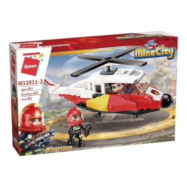 Imagem de Blocos De Montar Helicóptero De Resgate 91 Peças - Qman 12011-2