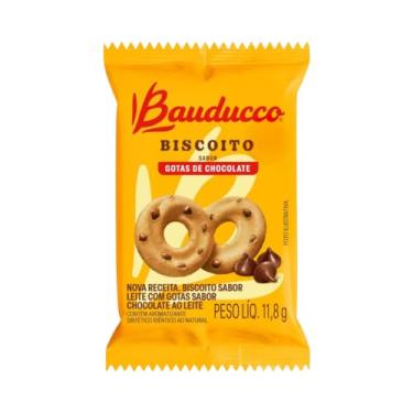 Imagem de Kit 400 Sachês de Biscoito Amanteigado Bauducco 11,8g - Sabor Leite com Gotas de Chocolate - Caixa Fechada