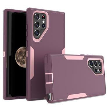 Imagem de GTBDEKI Capa para Galaxy S22 Ultra, capa para Samsung S22 Ultra 5G SM-S908U, suporte magnético para carro, capa protetora de silicone à prova de choque para Samsung Galaxy S22 Ultra 5G roxo/rosa