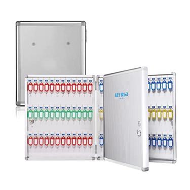 Imagem de Gabinete de chave 72 furos montado na parede Agência imobiliária caixa de gerenciamento de chaves caixa de armazenamento de chave de carro (cor: prata, tamanho: 72 furos) (prata 72 furos)