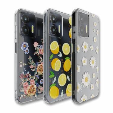 Imagem de (Pacote com 3) para Oukitel C35/C36, gel TPU macio transparente [resistente a arranhões] capa de telefone à prova de choque de silicone à prova de choque para Oukitel C35/C36 6,56 polegadas, margarida