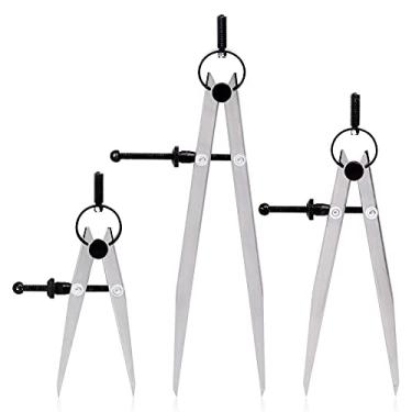 Imagem de Wokape 3 peças de bússola de couro com asa de divisão de aço ajustável com trava, 10 cm, 15 cm, 20 cm, divisor ajustável, bússola de couro para desenho geométrico