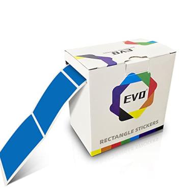 Imagem de Etiquetas retangulares azuis de vinil de 7 x 5 cm, etiquetas de nome com código de cores, rolo removível, à prova d'água, 300 por caixa dispensadora