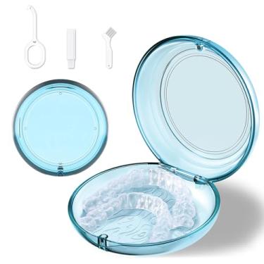 Imagem de Estojo de retenção, estojo de retenção fofo com fecho magnético tampa articulada para Invisalign, cintas, protetor noturno e protetor bucal, com ferramenta de remoção de alinhador, mastigáveis e