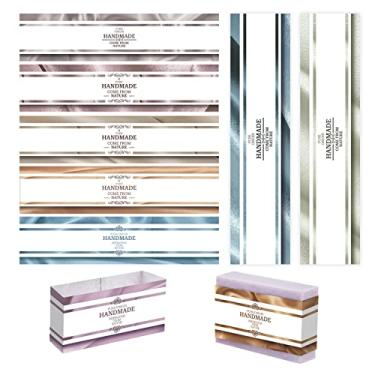 Imagem de PH PandaHall 90 embalagens de sabão artesanais – 9 etiquetas retangulares estilo palavras para barras de loção e embrulho de presente de banho, 21 x 5 cm/8,2 x 1,9