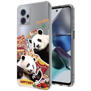 Imagem de Capa de telefone para Motorola Moto G14 transparente TPU bumper à prova de choque [resistente a arranhões] [antiqueda] capa protetora homem adolescente menino meninas mulheres bonito design panda
