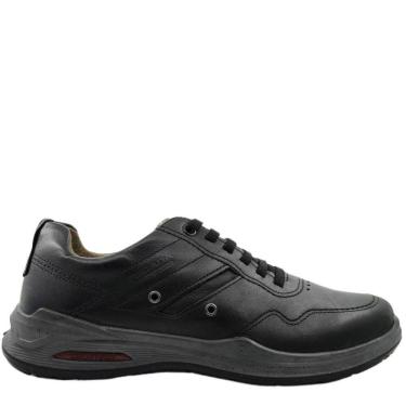 Imagem de Sapatênis Masculino em Couro Casual Dia a Dia Calce Fácil Amortech Pegada 110505