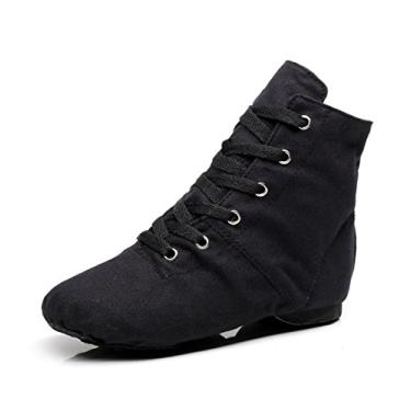 Imagem de Botas de dança YOYODANCE Soho de lona com cadarço Sapatos de dança de treino liso Preto Vermelho Jazz para homens e mulheres, Preto, 8