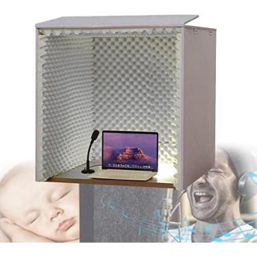 Imagem de Painéis de espuma à prova de som, cabine à prova de som portátil de 80 * 80 x 80 cm, cabine de gravação para estúdio em casa, difusor de ponta de cunha de 50 cm com luz LED USB, difusor de isolamento
