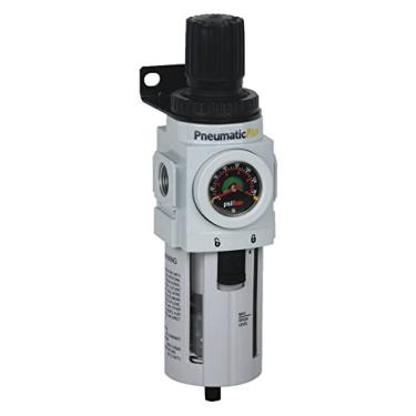 Imagem de Filtro PneumaticPlus PPP4-N04BG Compressed Air Regulador sobreposto Combo 1/2" NPT, 5 Micron, Poly Tigela, Drenagem Manual, Bracket, Mostrador Incorporado