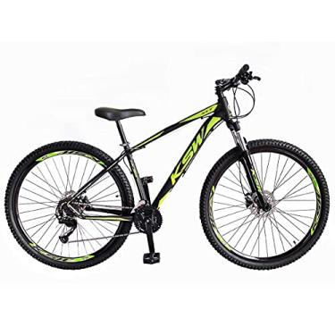 Imagem de Bicicleta Aro 29 KSW XLT em Aluminio 6061 com Freio a Disco, Garfo de Suspensão 80mm de cursor com 21 Marchas Relação 3x7,17,Verde Pérola Preto
