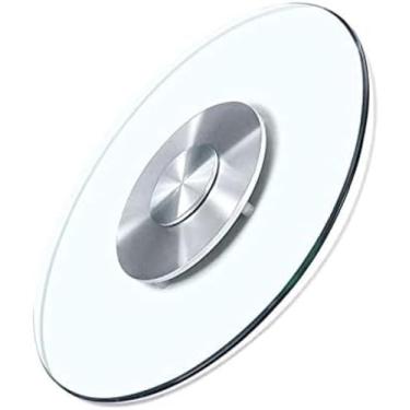 Imagem de Mesa giratória Lazy Susan de vidro transparente para mesa de jantar, bandeja giratória grande, 24/28/32/35/39/43/47 polegadas, prato de servir com rolamento silencioso, 70 cm/28 ″