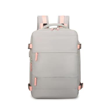 Imagem de Mochila Executiva de Viagem Grande, Compacta Super Reforçada Mochila Para Notebook, Mala de Mão com USB Unissex Moderna PREMIUM Appari (Cinza com Rosa)