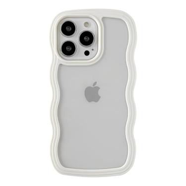 Imagem de Caseative Capa para iPhone 13 Pro, linda capa de celular macia à prova de choque com moldura ondulada (branca)