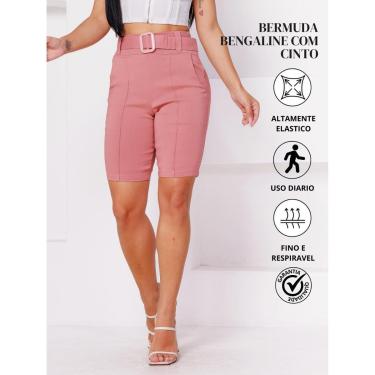 Imagem de Bermuda Bengaline Com Cinto E Bolso Elegancia E Conforto No Trabalho E No DiA-Feminino