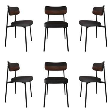Imagem de Cadeira Fixa com 4 Pés 50 X 44,7 X 83,8 Cm com 6 Unidades Alloa Corriente Preto/Whisky/Preto