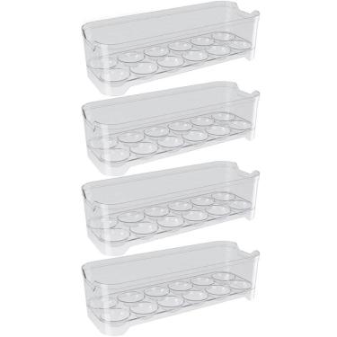 Imagem de Kit 4 Organizadores de Geladeira Porta Ovos 12un 28x10x7,5cm Restaurantes Lancherias UZ