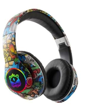 Imagem de Waillynice Fone de ouvido sem fio, luz de flash, fones de ouvido infantis com microfone, Bluetooth, fone de ouvido estéreo, música, jogos, meninas, meninos, presente (preto com caixa)