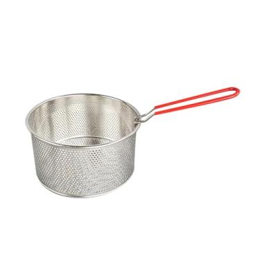 Imagem de Generic Cesta de fritadeira de aço inoxidável, malha, cesta de batatas fritas, coador de alimentos portátil, cesta de fritar para cozinha, acampamento ao ar, Calibre 17.5cm