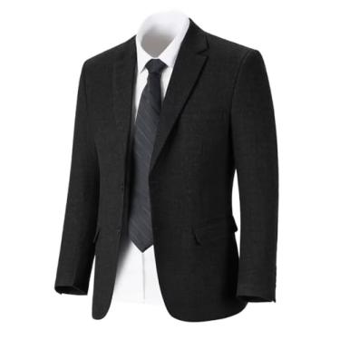 Imagem de Jaqueta masculina retrô tweed espinha de peixe slim fit esportivo blazer formatura negócios casual masculino jaqueta smoking blazers casamento, Preto, GG