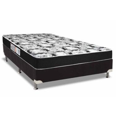 Imagem de  Cama Box Casal: Colchão Espuma D33 Luckspuma Supreme Black Pró Saúde Duplo + Base CRC Suede Black(138x188)