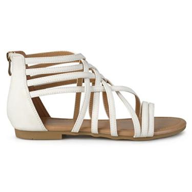 Imagem de Brinley Co sand lia plana gladiadora feminina sextavada com tiras largas, Branco, 6 Wide