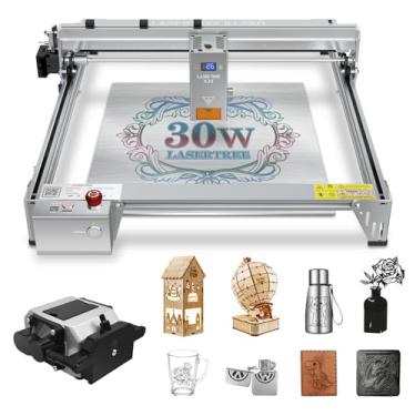 Imagem de LASER TREE Gravador a laser, 30.000 mW (30W), máquina de gravação a laser de potência de saída com bomba de assistência de ar, cortador e gravador a laser de alta precisão para madeira e metal, vidro,