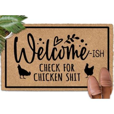 Imagem de Shflytu Welcome Check for Chicken Shit 76,2 cm x 45,7 cm Mantenha sua casa limpa com tapetes de borracha para ambientes externos tapetes de borracha para entrada externa tapete de neve para entrada