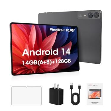 Imagem de weelikeit Tablet de 11 polegadas, tablets Android 14, 14 GB (6 + 8) RAM 128 GB ROM, processador Octa-Core, tela embutida IPS FHD 1200 x 1920, GPS, WiFi, câmera dupla de 5 MP + 13 MP, Bluetooth,