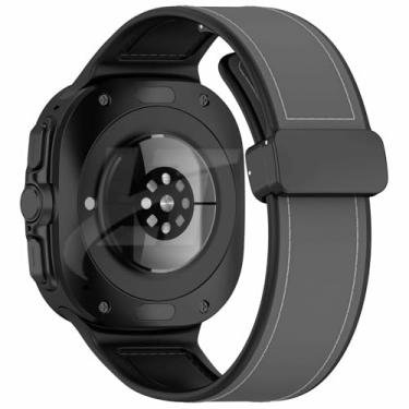 Imagem de Pulseira Couro Hibrido Fecho Magnetico Preto LTimports compativel com Galaxy Watch Ultra 47mm Sm-L705F (LT-Cinza)