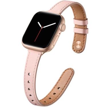 Imagem de IMIVIO Pulseiras femininas de couro genuíno de grão superior para Apple Watch Ultra, SE de 40 mm, 44 mm, 45 mm, 41 mm, 38 mm, 42 mm, 46 mm e 49 mm para Apple Watch Ultra SE séries 10/9/8/7/6/5/4/3