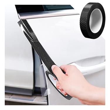 Imagem de Protetores de entrada de borda de porta de carro, fita protetora anticolisão de fibra de carbono 5D, adesivo automotivo de fita de cobertura de arranhões para peitoril da porta para-choque traseiro, acessórios externos adequados para a maioria dos carros (3 x 1,000 cm, preto)