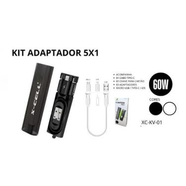 Imagem de Kit de Cabos e Suporte para Celular e Tablet Multi Adaptadores 5x1 60W