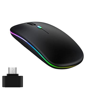 Imagem de Mouse óptico sem fio 2.4G+BT3.0+BT5.2 Conexão de três modos Mouse ergonômico mudo Bateria de 500mAh integrada para PC Laptop Preto