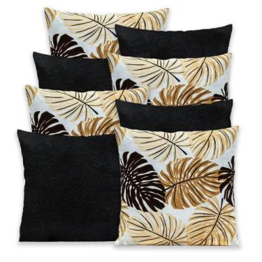 Imagem de Kit 8 Capas de Almofada Lisa e Estampada com Zíper Gorgurinho 40x40cm 